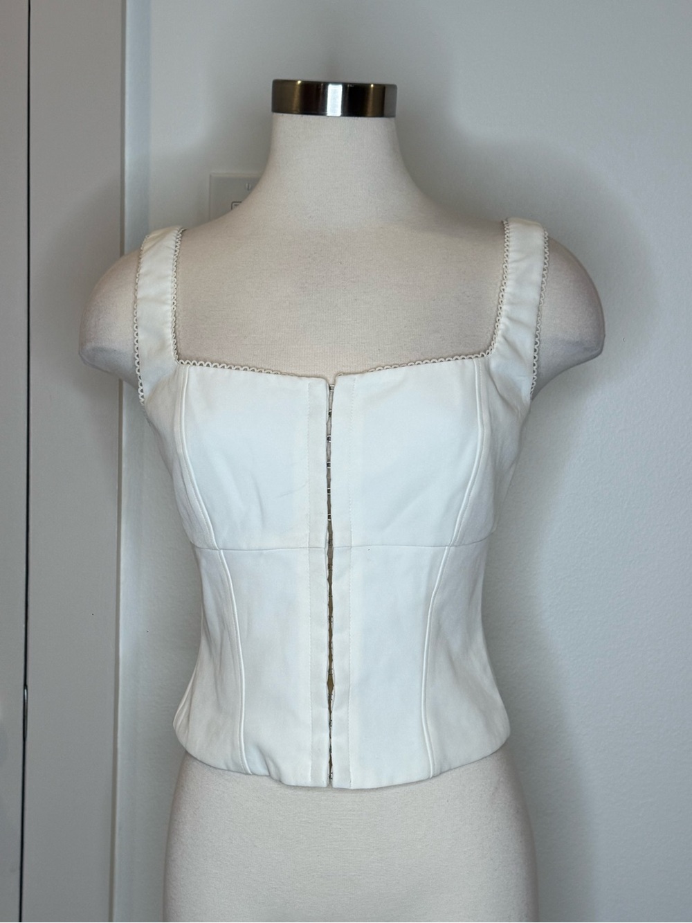 White Structured Square Neck Corset Top
